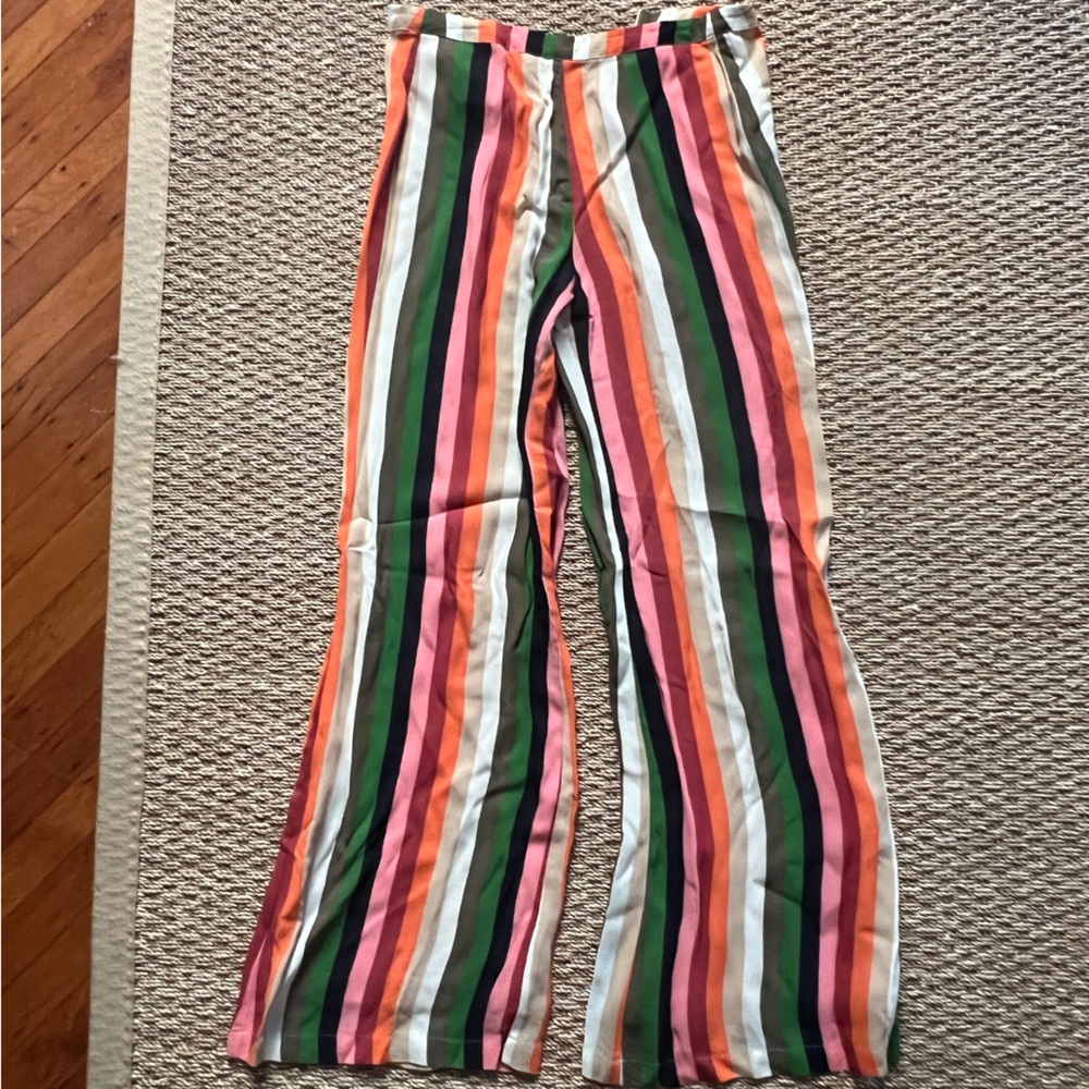 Reformation rainbow striped wide leg pants size 2
